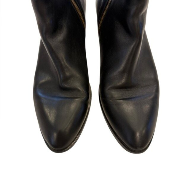 J Crew Womens Size 9.5 Bootie Heeled Italian Leather Black Side Zip With Buckle - Picture 6 of 11